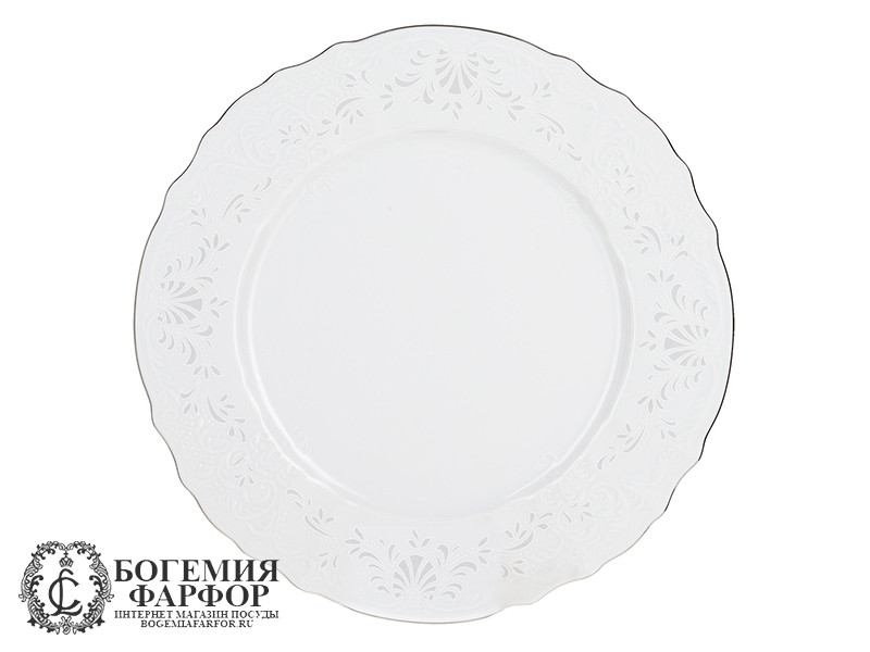 Набор мелких тарелок 27 см Бернадотт, Платиновый узор, 6 штук