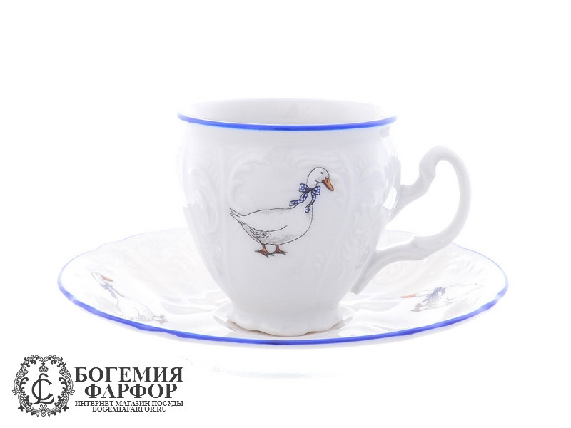 Кофейный набор 90 мл Бернадотт, Гуси, 6 пар