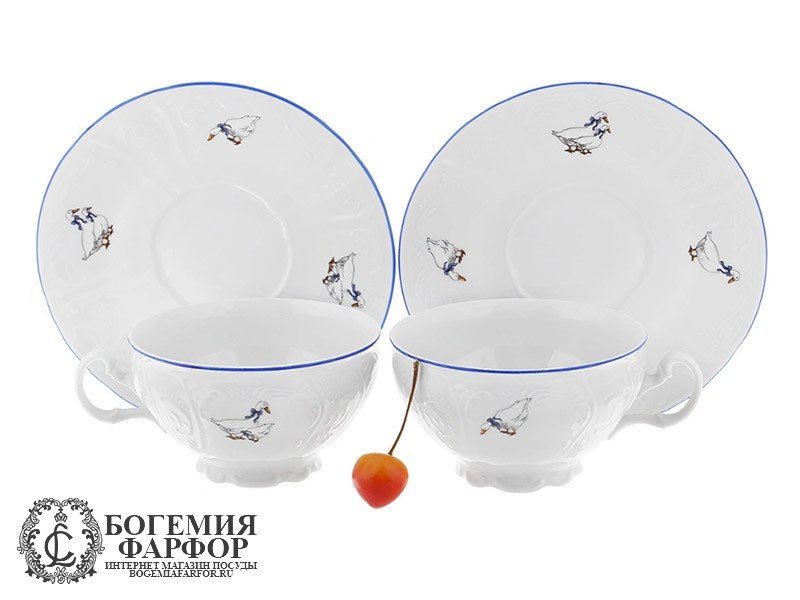 Чайный сервиз Бернадотт, Гуси на 6 персон, 17 предметов