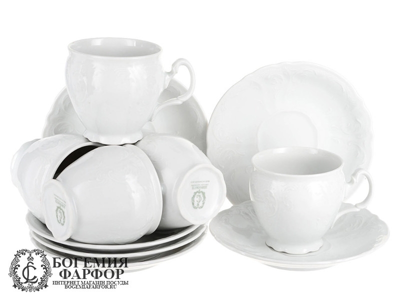 Кофейный набор 170 мл Бернадотт, Недекорированный, 6 пар