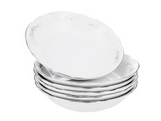 Набор глубоких тарелок 19 см Констанция, Серый орнамент, 6 штук