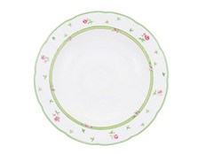 Набор глубоких тарелок 23 см Менуэт, Роза, зеленая отводка, 6 штук