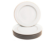 Набор мелких тарелок 25 см Луиза, Отводка золото, 6 штук