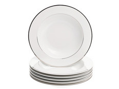 Набор глубоких тарелок 22 см Луиза, Отводка платина, 6 штук