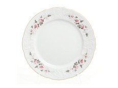 Набор мелких тарелок 25 см Бернадотт, Бледные розы, золото, 6 штук