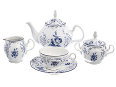 Чайный сервиз Бернадотт, Синие розы на 6 персон, 17 предметов