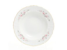 Набор глубоких тарелок 23 см Бернадотт, Бледные розы, золото, 6 штук
