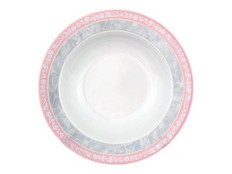 Набор глубоких тарелок 23 см Яна, Серый мрамор с розовым кантом, 6 штук