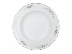 Набор глубоких тарелок 23 см Констанция, Серый орнамент, 6 штук