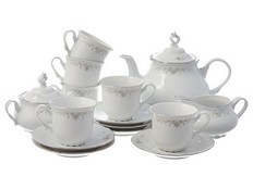 Чайный сервиз Констанция, Серый орнамент на 6 персон, 17 предметов