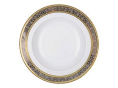 Набор глубоких тарелок 22 см Опал, Широкий кант, платина золото, 6 штук