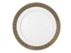 Набор тарелок мелких 25 см Опал, Широкий кант, платина золото, 6 штук